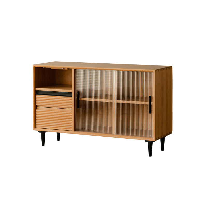 Nordic Solid Wood Storage Sideboard Cabinet with Glass Doors