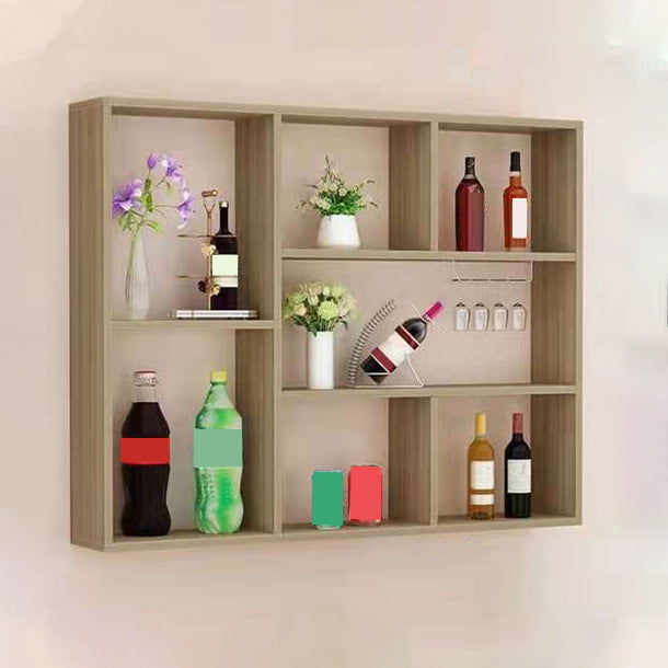 Manufactured Wood Modern Style Wine Bottle Holder Wall Mounted with Storage Shelves