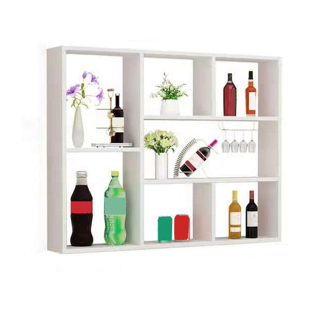 Manufactured Wood Modern Style Wine Bottle Holder Wall Mounted with Storage Shelves