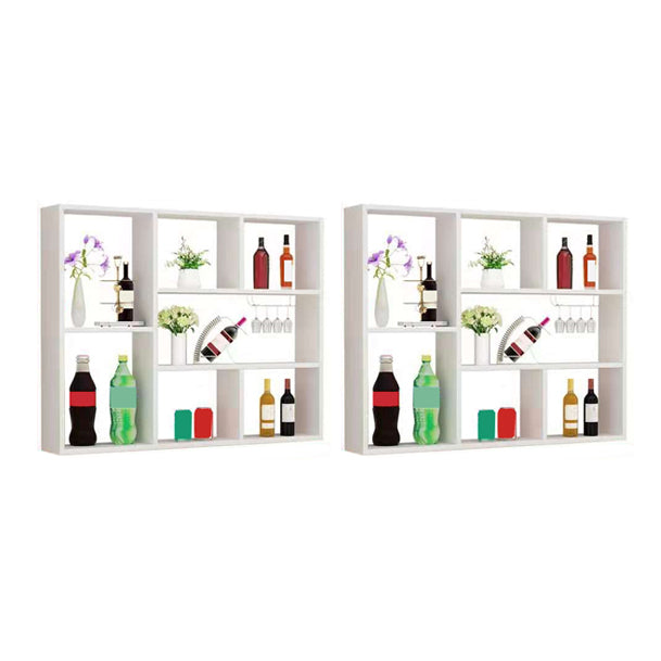 Manufactured Wood Modern Style Wine Bottle Holder Wall Mounted with Storage Shelves