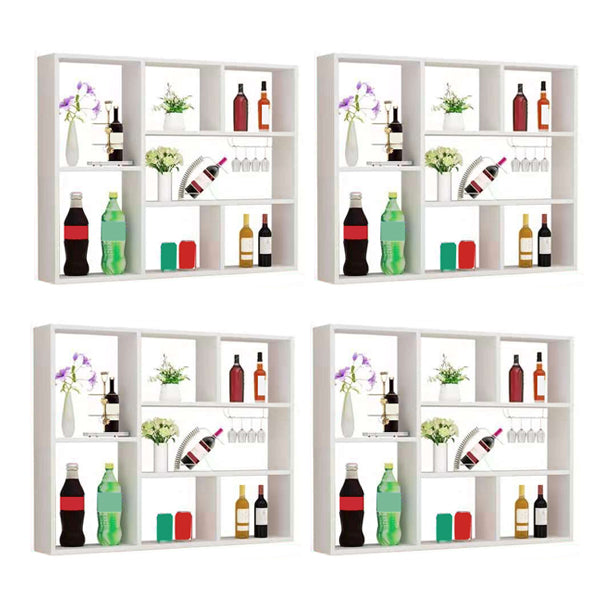 Manufactured Wood Modern Style Wine Bottle Holder Wall Mounted with Storage Shelves