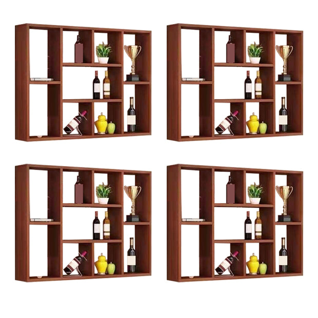 Manufactured Wood Modern Style Wine Bottle Holder Wall Mounted with Storage Shelves