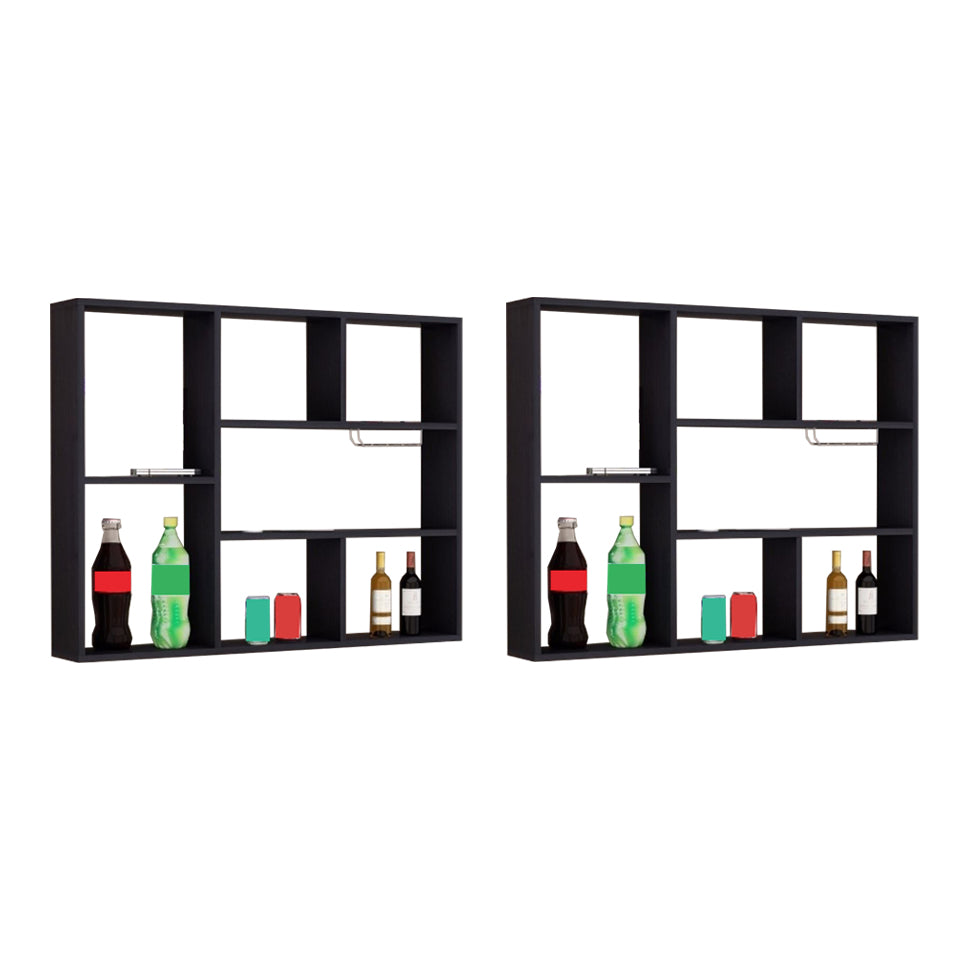 Manufactured Wood Modern Style Wine Bottle Holder Wall Mounted with Storage Shelves