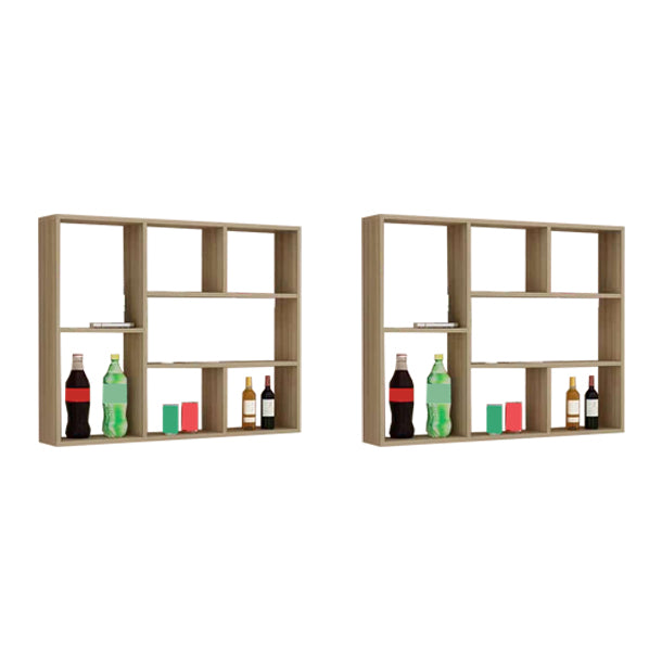 Manufactured Wood Modern Style Wine Bottle Holder Wall Mounted with Storage Shelves