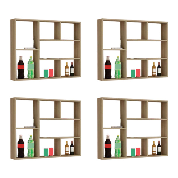 Manufactured Wood Modern Style Wine Bottle Holder Wall Mounted with Storage Shelves