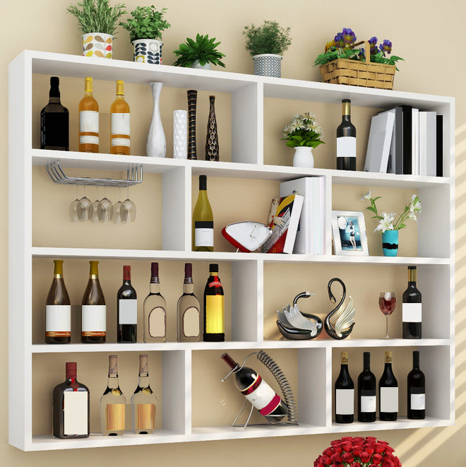 Manufactured Wood Wine Bottle Holder Modern Style Wall Mounted with Shelf