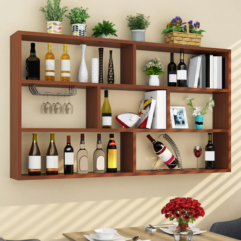 Manufactured Wood Wine Bottle Holder Modern Style Wall Mounted with Shelf