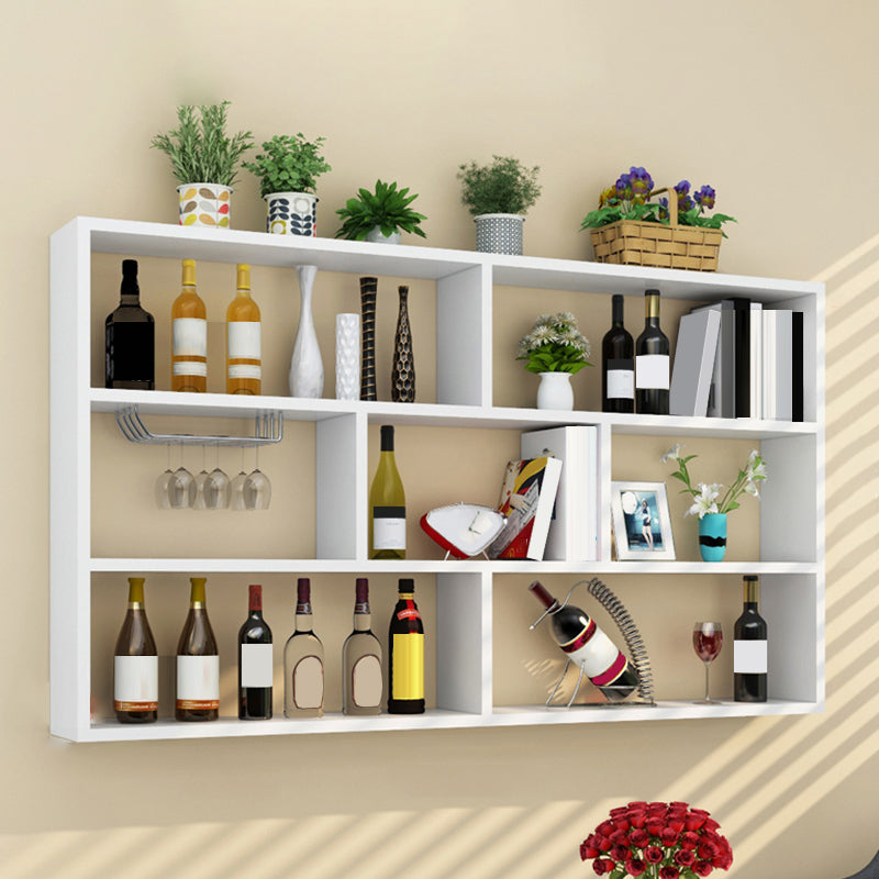 Manufactured Wood Wine Bottle Holder Modern Style Wall Mounted with Shelf