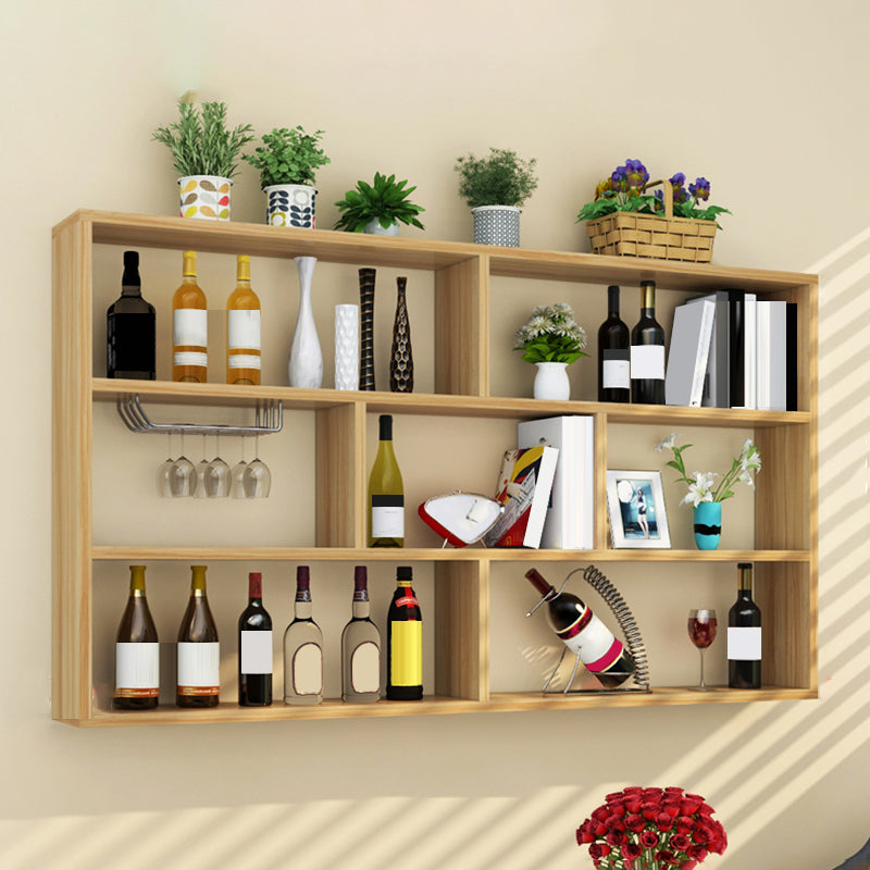 Manufactured Wood Wine Bottle Holder Modern Style Wall Mounted with Shelf