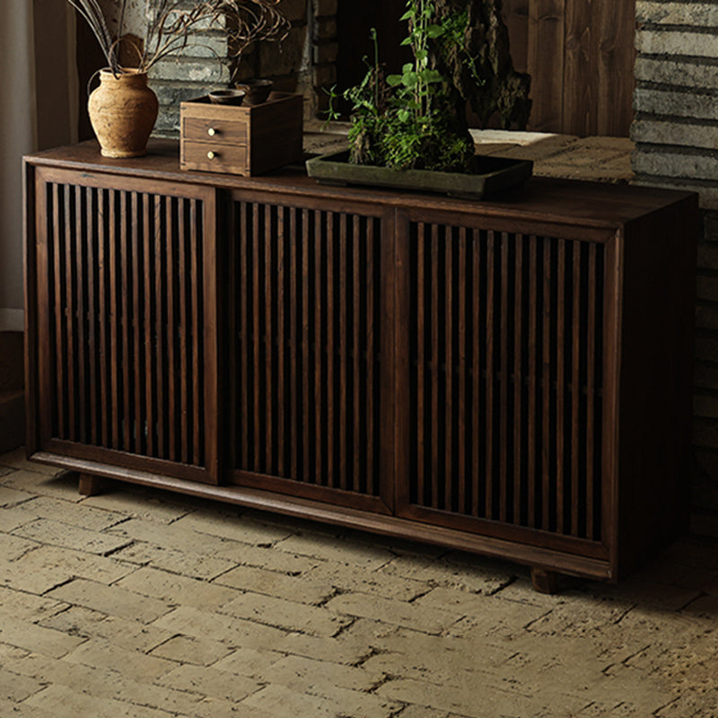 Traditional Solid Wood Display Cabinet with in Brown for Living Room