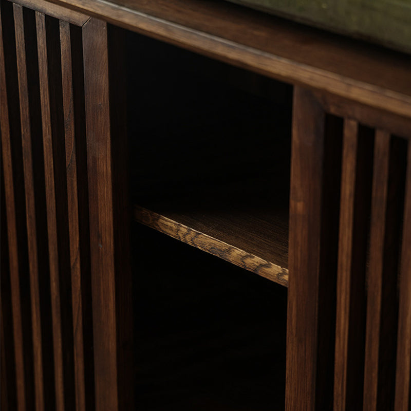 Traditional Solid Wood Display Cabinet with in Brown for Living Room