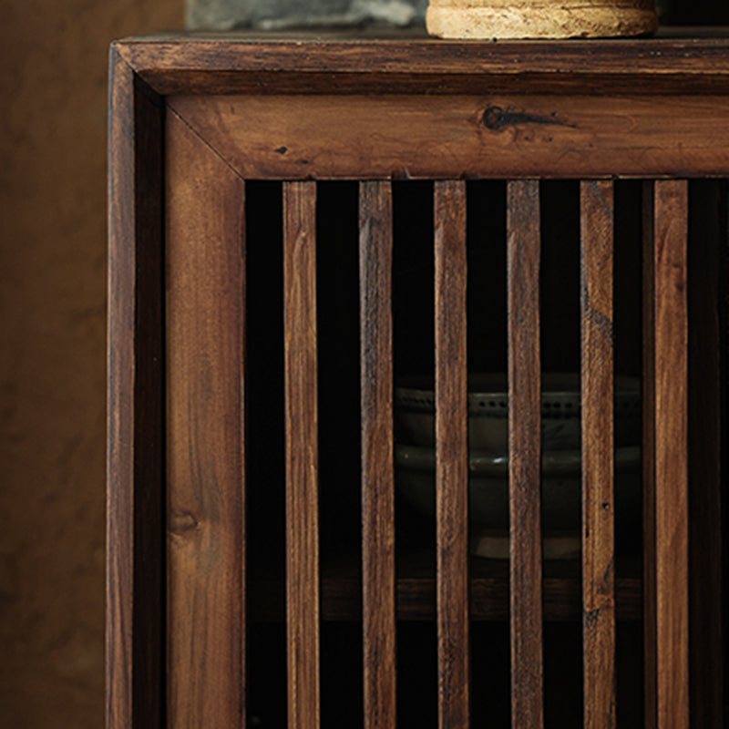 Traditional Solid Wood Display Cabinet with in Brown for Living Room