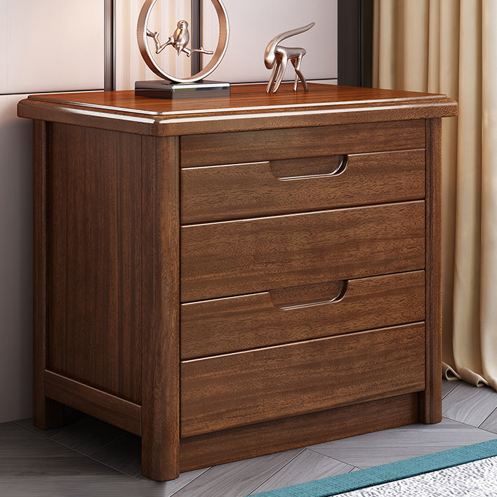 Modern Accent Table Nightstand Walnut Nightstand with Drawers