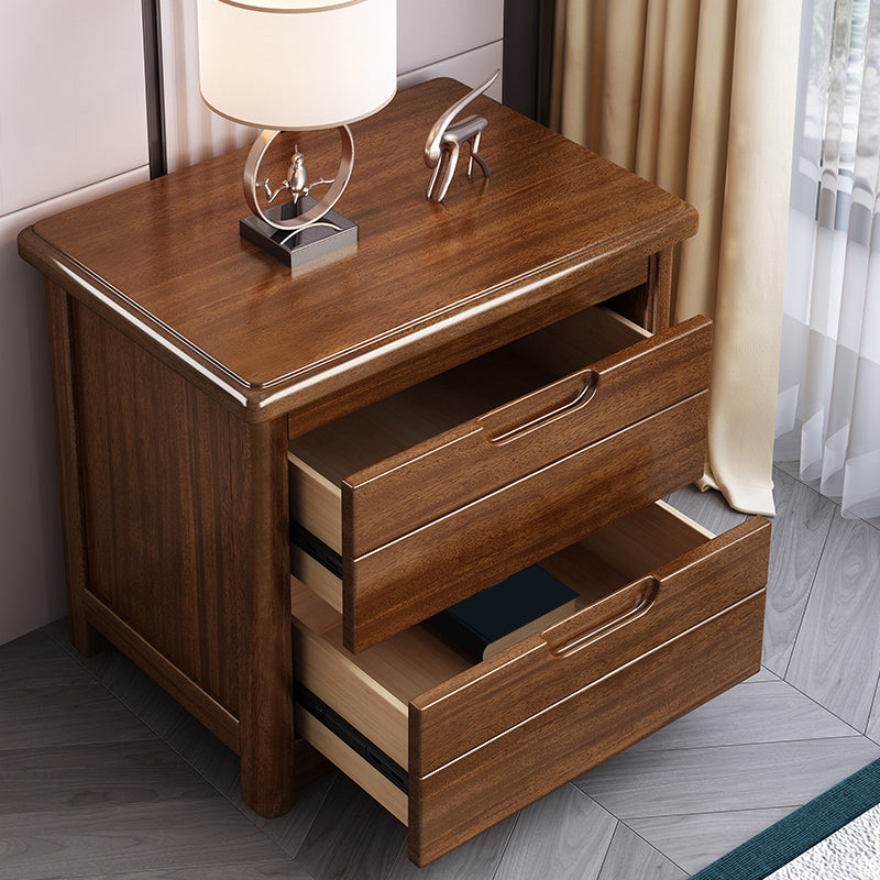 Modern Accent Table Nightstand Walnut Nightstand with Drawers