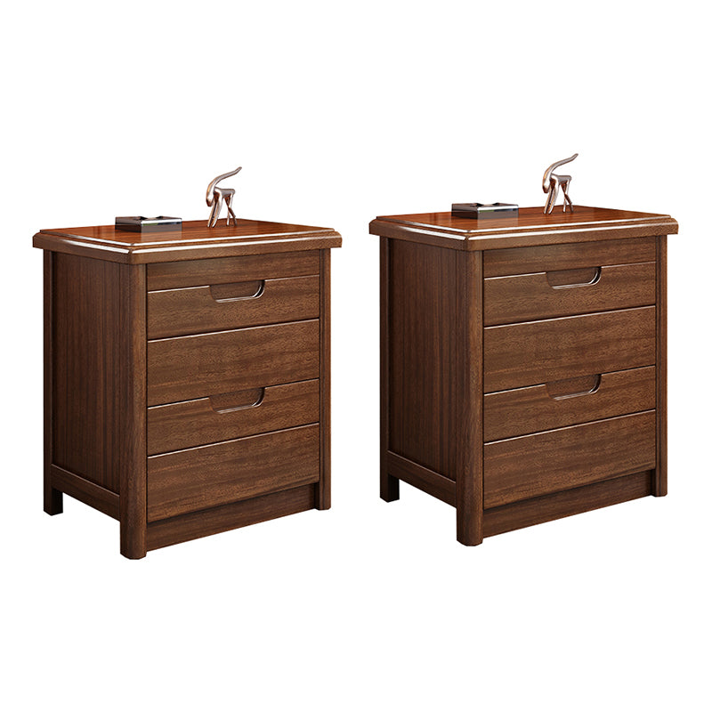 Modern Accent Table Nightstand Walnut Nightstand with Drawers