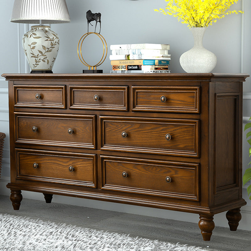 Mid-Century Modern Horizontal Storage Chest with 7 Drawers for Home