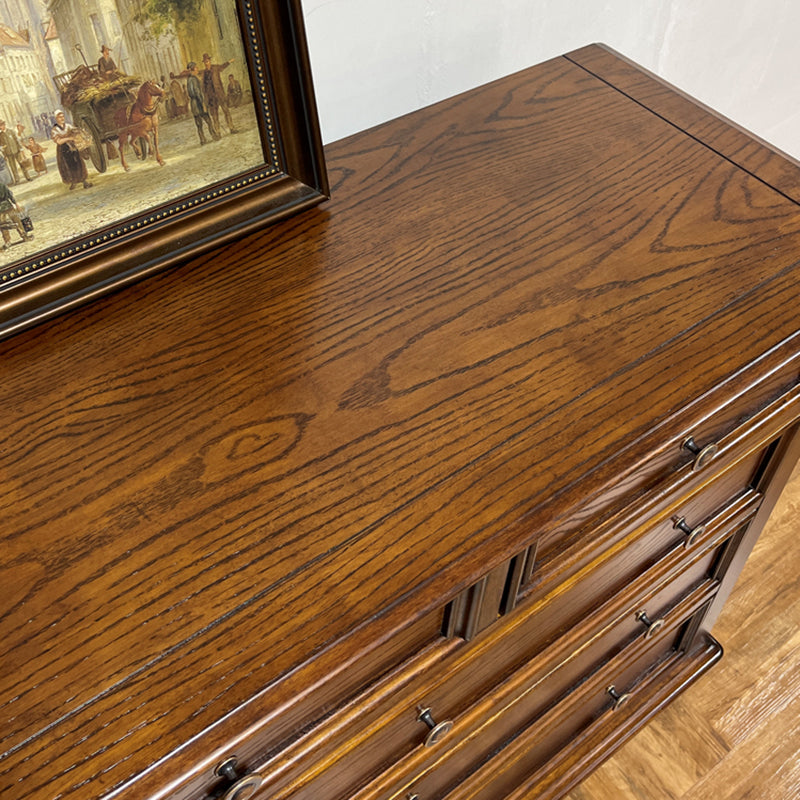 Mid-Century Modern Horizontal Storage Chest with 7 Drawers for Home