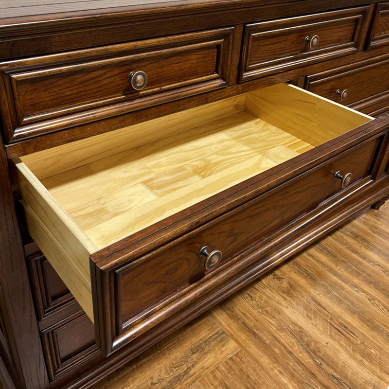 Mid-Century Modern Horizontal Storage Chest with 7 Drawers for Home