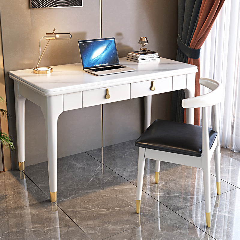 Glam Style Computer Desk Rectangular 2 Drawers Writing Desk , 29.5" High