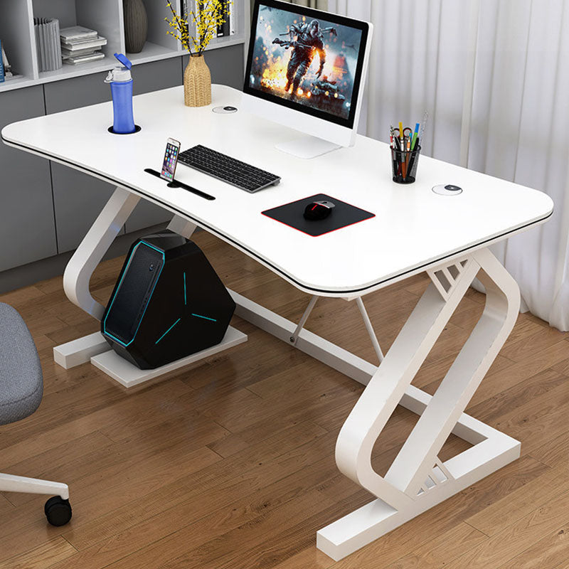 Contemporary Office Desk Cable Management Writing Desk with Metal Legs