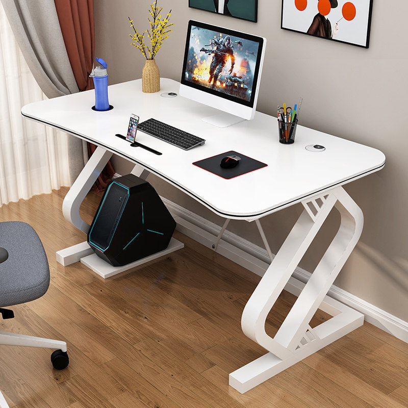 Contemporary Office Desk Cable Management Writing Desk with Metal Legs