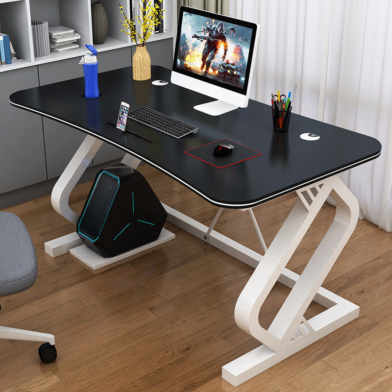 Contemporary Office Desk Cable Management Writing Desk with Metal Legs