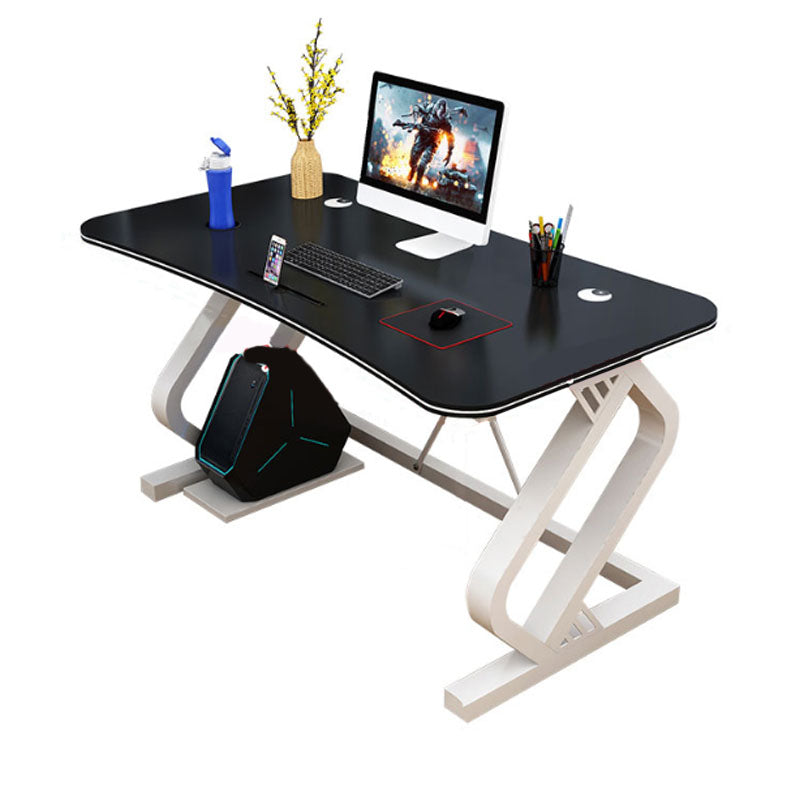 Contemporary Office Desk Cable Management Writing Desk with Metal Legs