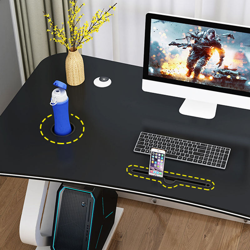 Contemporary Office Desk Cable Management Writing Desk with Metal Legs