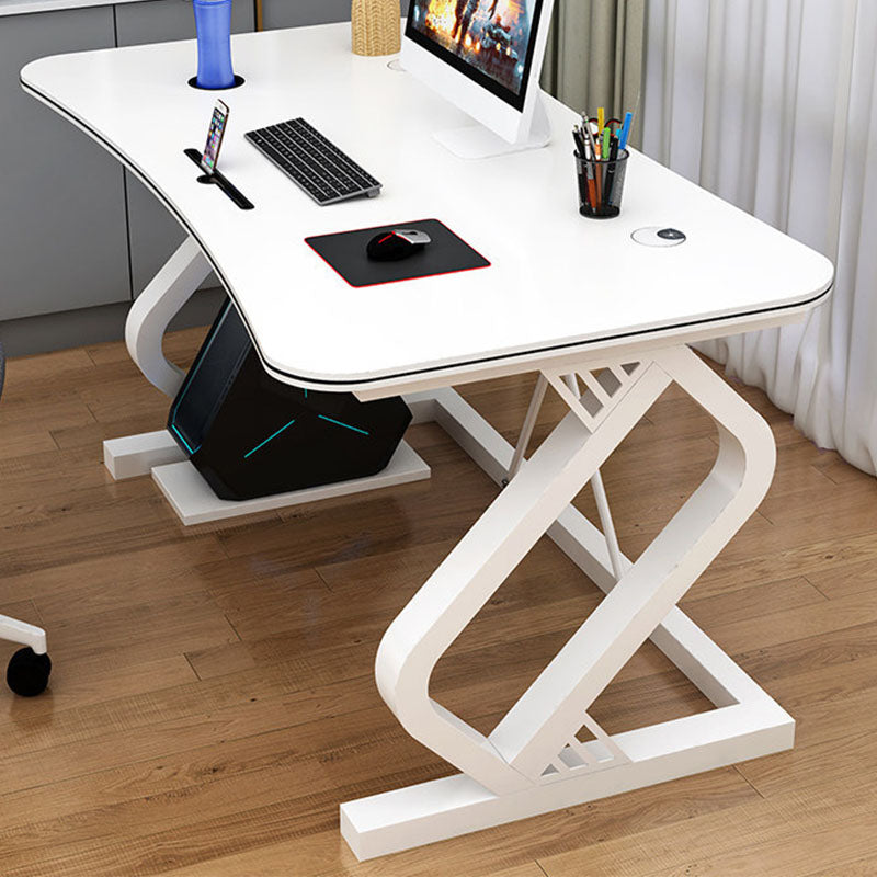 Contemporary Office Desk Cable Management Writing Desk with Metal Legs