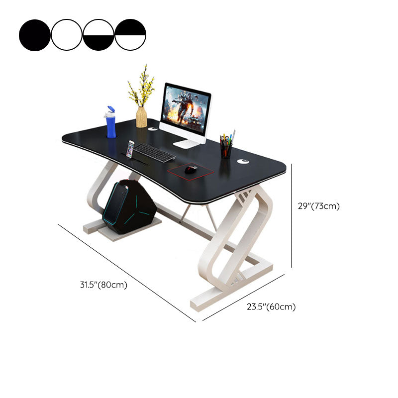 Contemporary Office Desk Cable Management Writing Desk with Metal Legs