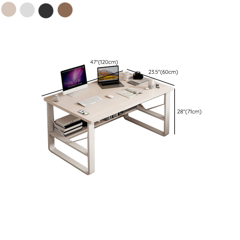 Contemporary Rectangular Computer Desk Antique Finish Office Desk with Metal Legs