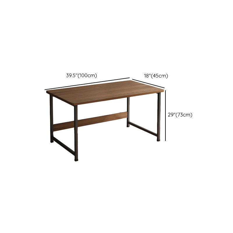 Contemporary Rectangular Computer Desk Antique Finish Office Desk with Metal Legs