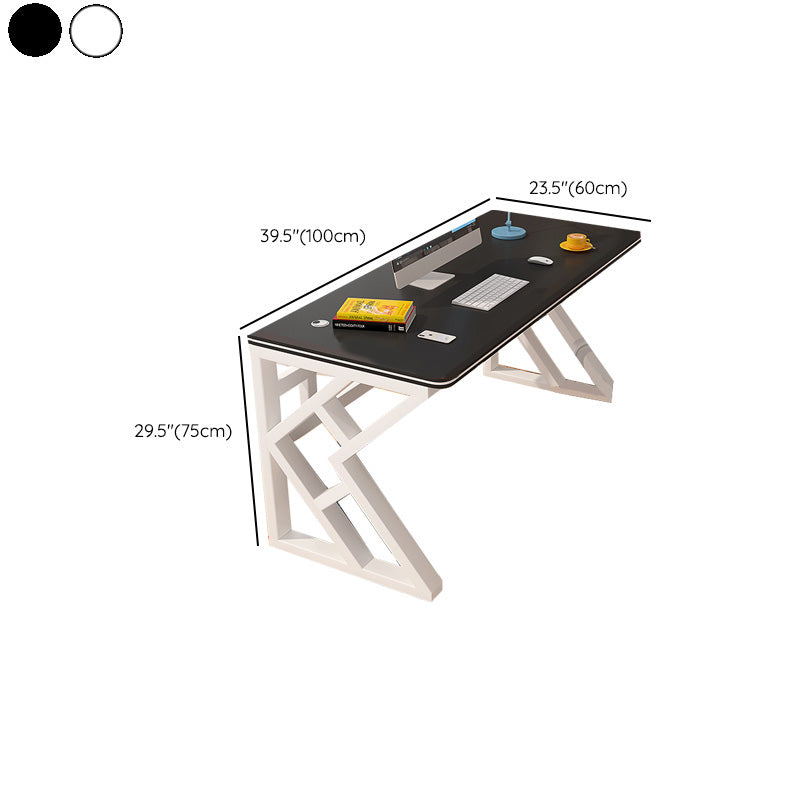 Industrial Office Desk Rectangular Writing Desk with Metal Legs