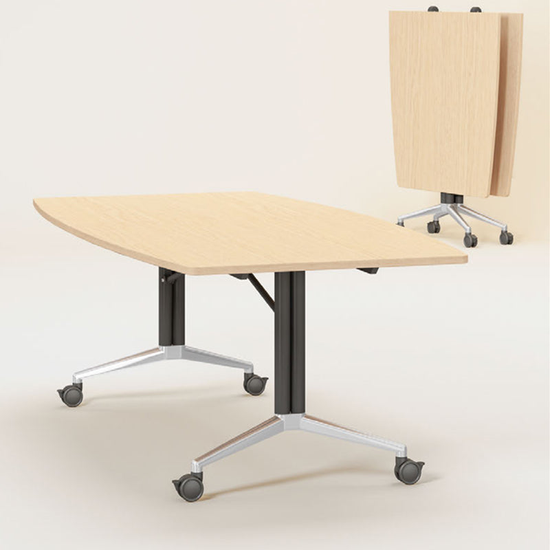 Folding Meeting Room Office Desk Steel Base Writing Desk with Caster Wheels