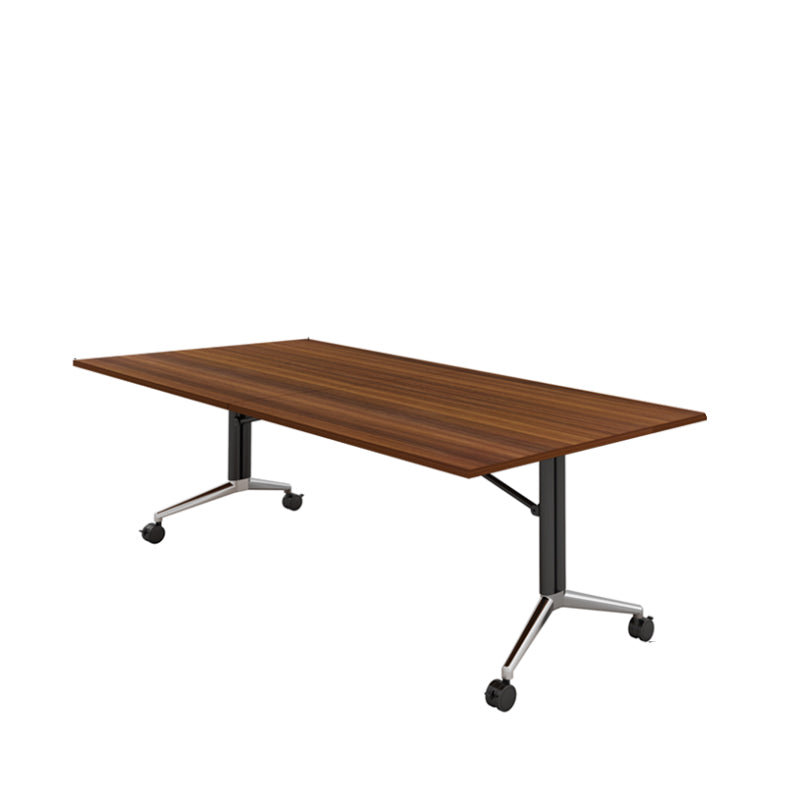 Folding Meeting Room Office Desk Steel Base Writing Desk with Caster Wheels