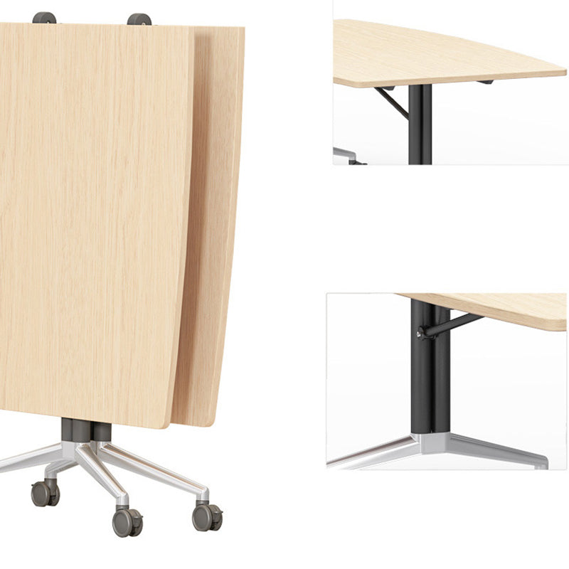 Folding Meeting Room Office Desk Steel Base Writing Desk with Caster Wheels