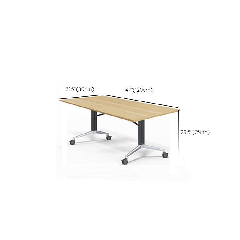 Folding Meeting Room Office Desk Steel Base Writing Desk with Caster Wheels