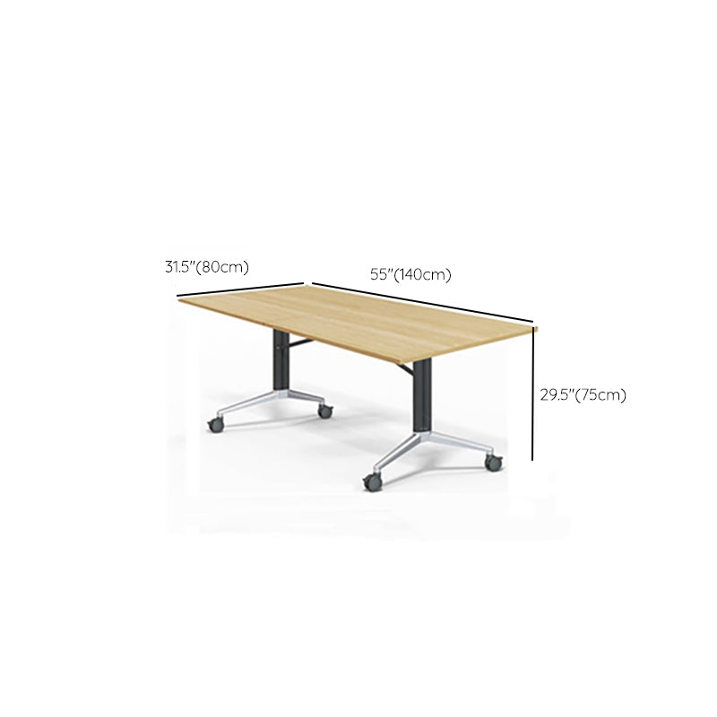 Folding Meeting Room Office Desk Steel Base Writing Desk with Caster Wheels