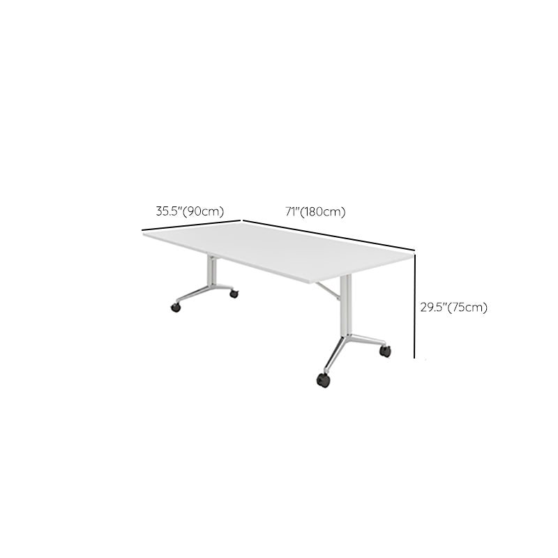 Folding Meeting Room Office Desk Steel Base Writing Desk with Caster Wheels