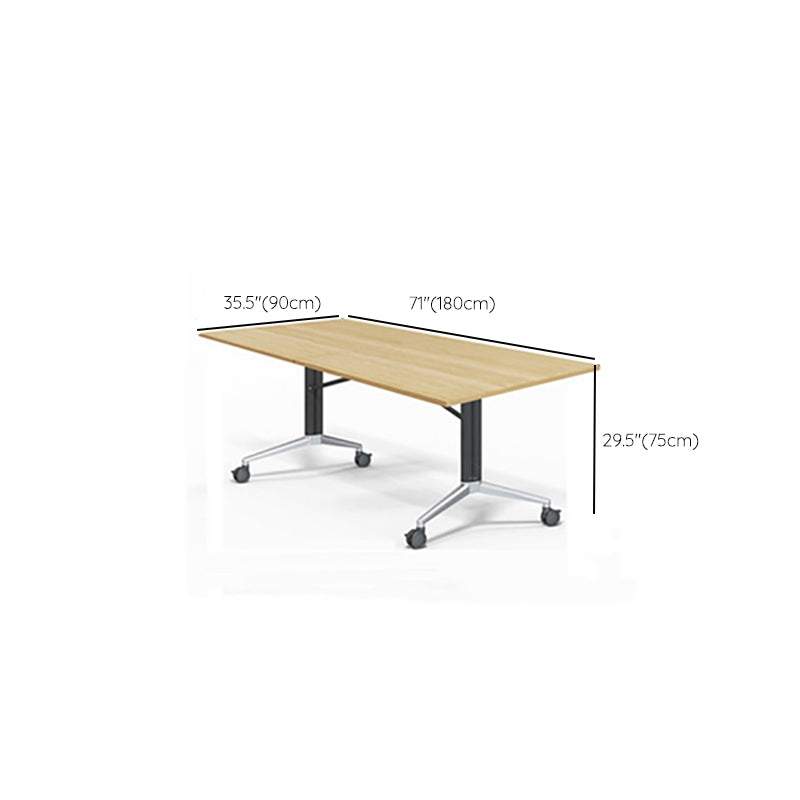 Folding Meeting Room Office Desk Steel Base Writing Desk with Caster Wheels