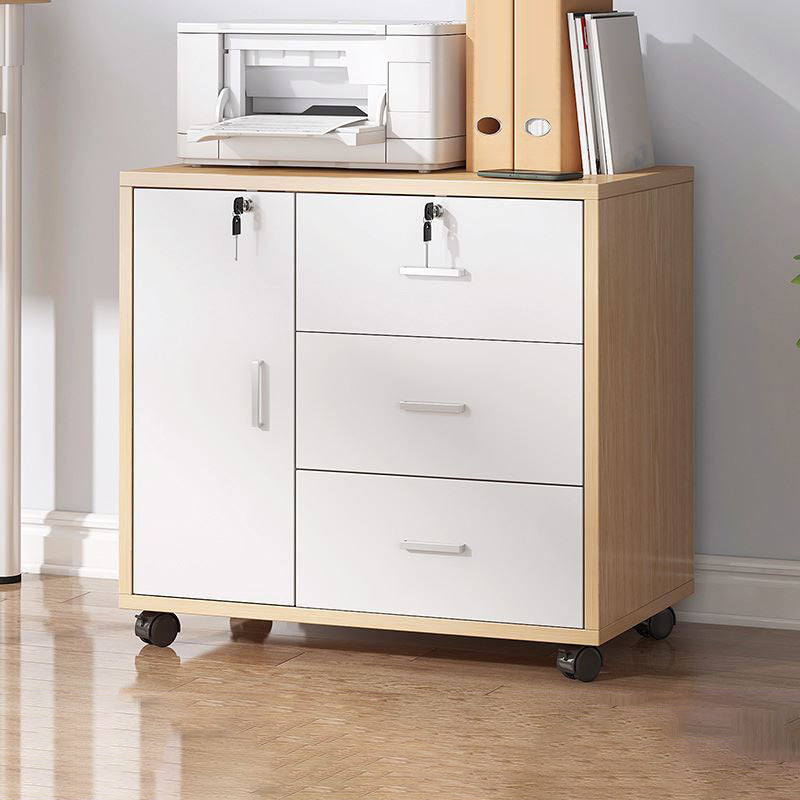 Traditional Cabinet Wood Drawers Storage Shelves Filing Cabinet with Wheels