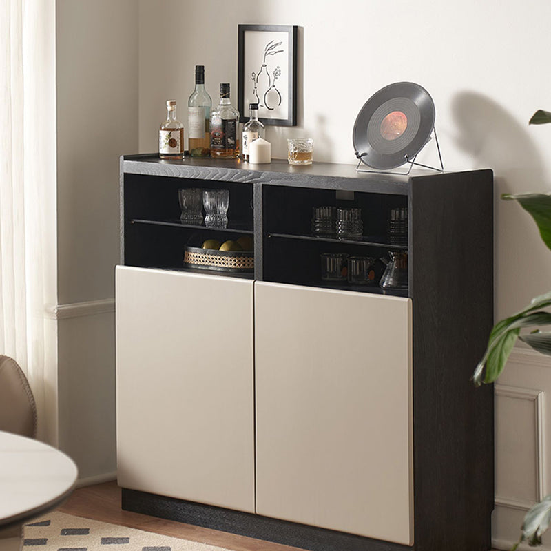 Stone Top Sideboard Modern Style Solid Wood with Adjustable Shelving