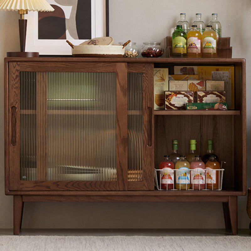 Modern Style Espresso Sideboard Solid Wood with Sliding Door