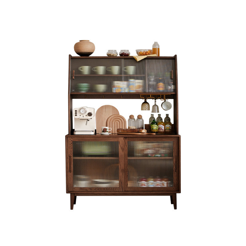 Modern Style Espresso Sideboard Solid Wood with Sliding Door