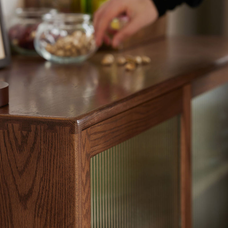 Modern Style Espresso Sideboard Solid Wood with Sliding Door