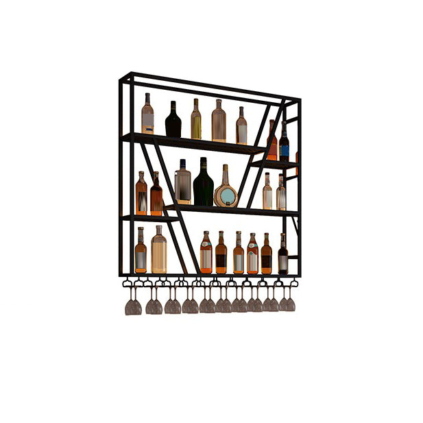 Metal Industrial Wine Holder Rack Wall Mounted Storage Shelves with Light