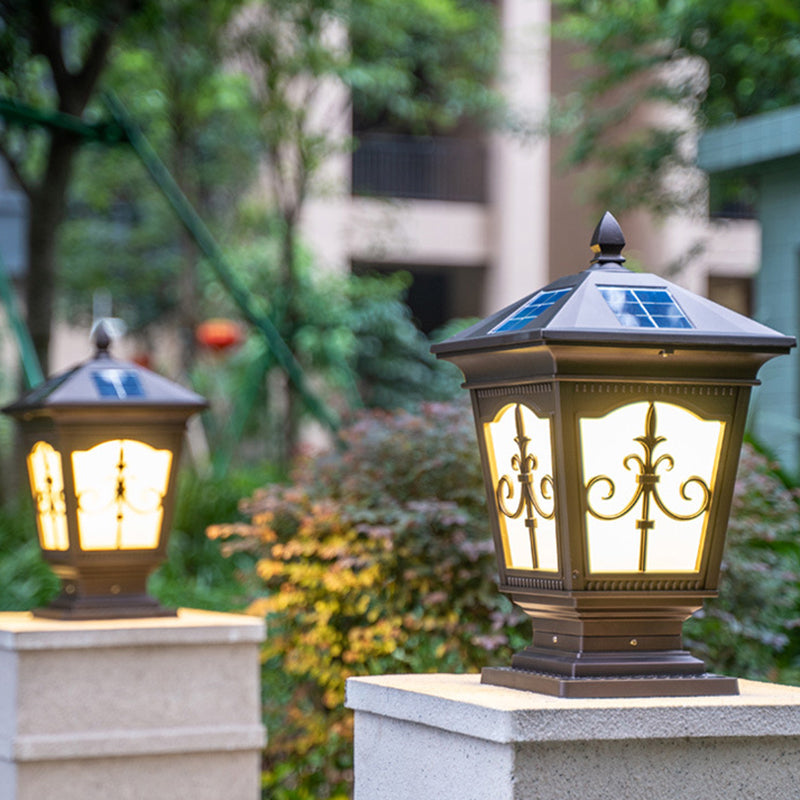 Contemporary Metal Square Shape Outdoor Waterproof Light with Glass Shade