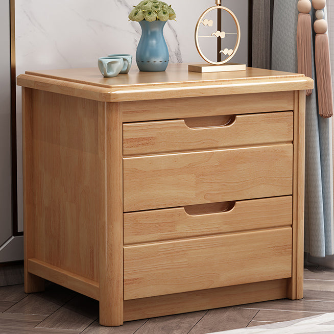 Contemporary Bed Nightstand Solid Wood Night Table with 2 Drawers