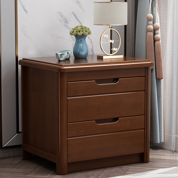 Contemporary Bed Nightstand Solid Wood Night Table with 2 Drawers