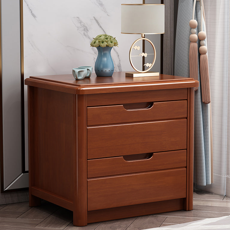 Contemporary Bed Nightstand Solid Wood Night Table with 2 Drawers